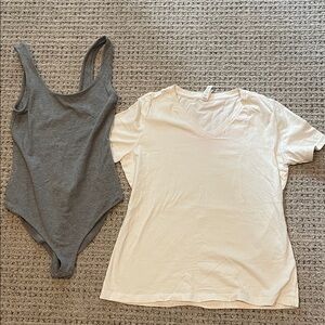 Bella Canvas Gray Bodysuit and White T-Shirt Set